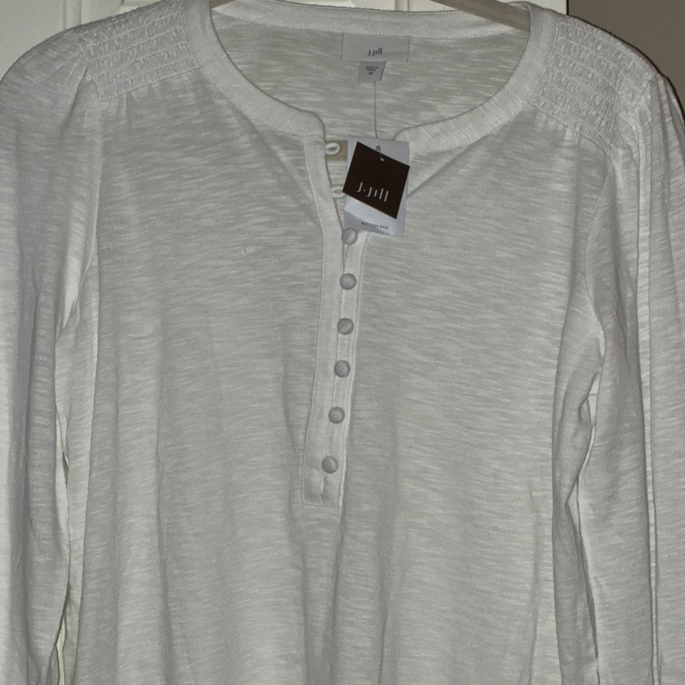 NWT J. Jill White Long Sleeve Top Sz XS - Picture 3 of 7